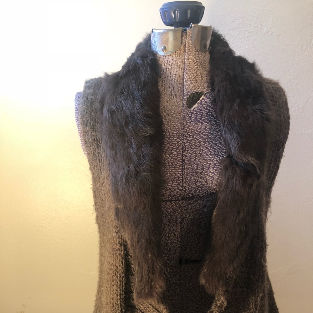 Fenn Wright Manson wool blend vest with rabbit fur